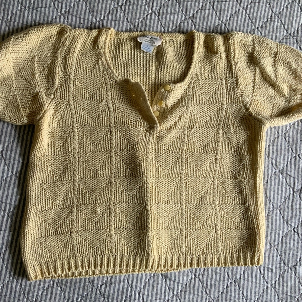 Vintage Dorothy Bullitt Cream Cap Sleeve Knit Sweater